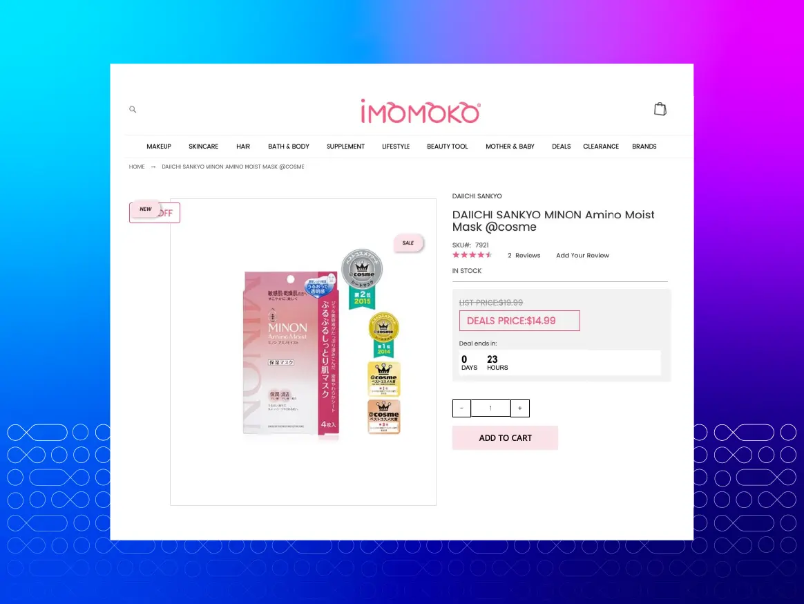 magento 2 daily deal extension on Imomoko product page